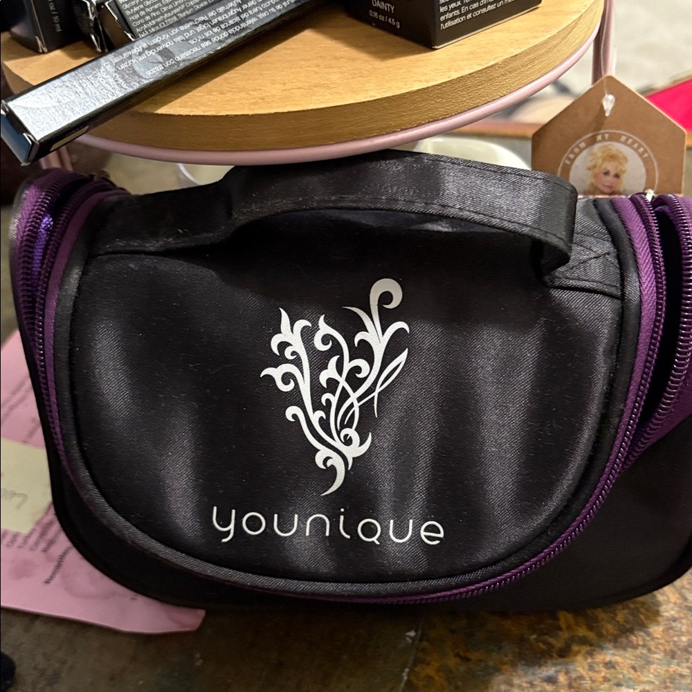 Younique Elegant Black and Purple Makeup Pouch